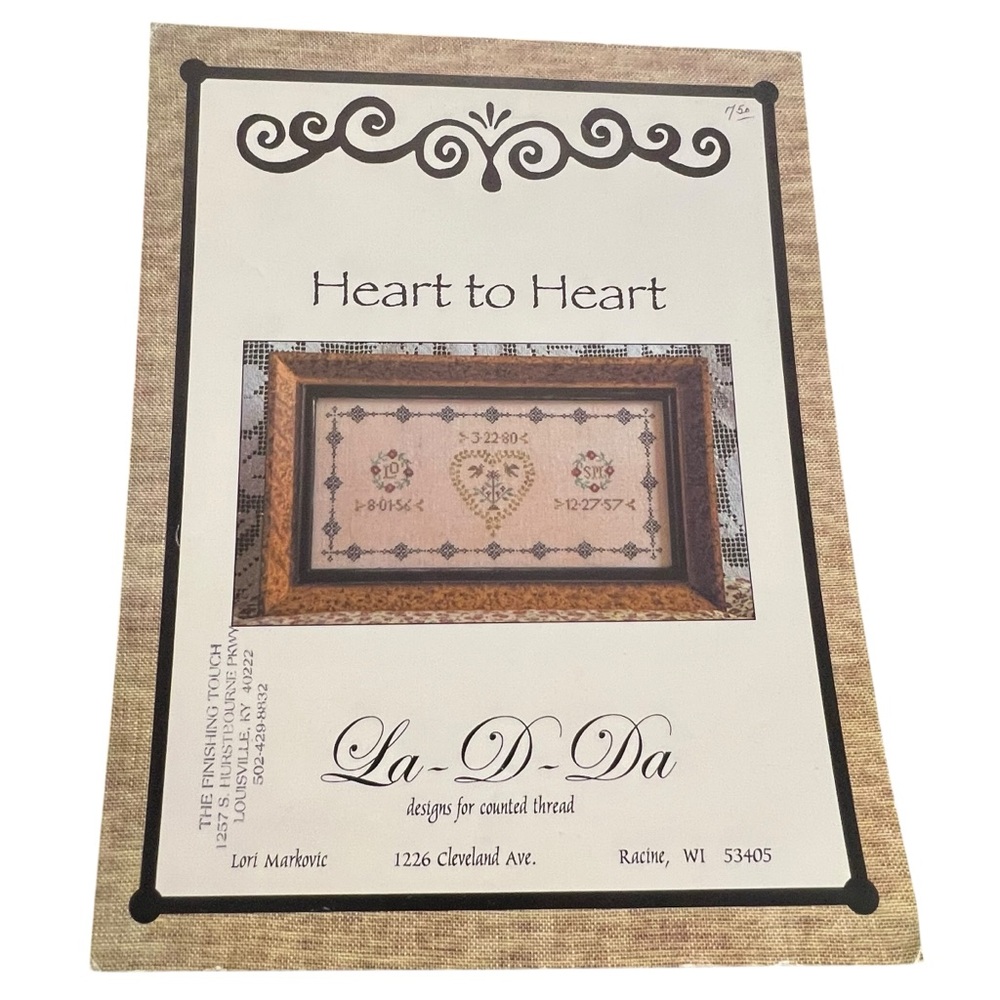 LA-D-DA CROSS STITCH PATTERN CHART Heart To Heart Stitches - 207x99 Wedding